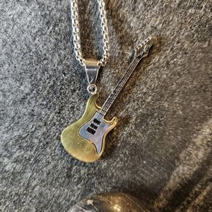 🔥Silver & Gold Guitar Necklace